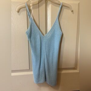 Blue cotton knit sweater style tank top size medium